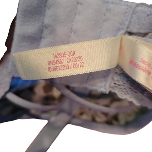 PINK Victoria's Secret Size XL Floral Lace Blue TieDie Push Up Bralette Bra 2022 - Picture 10 of 10